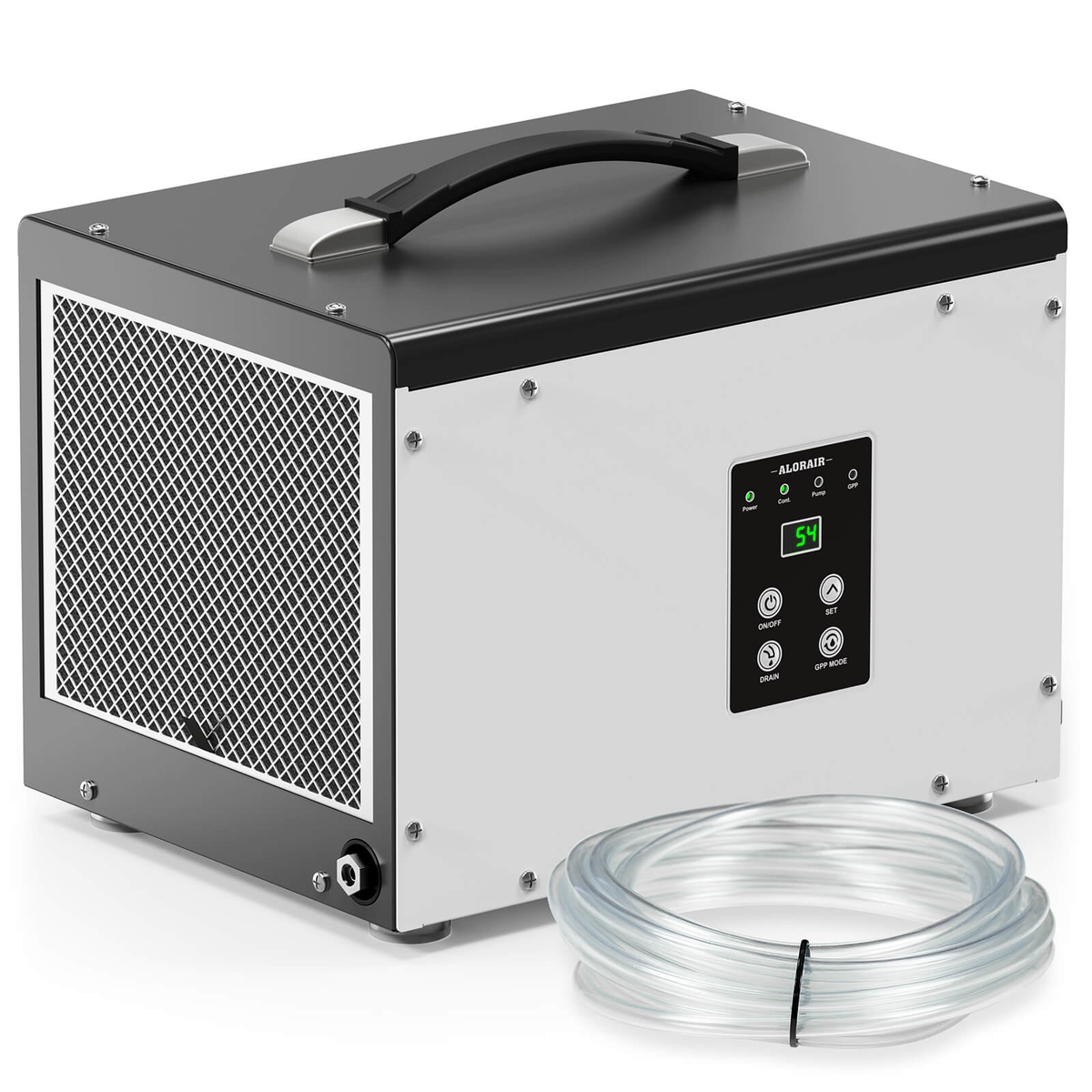 Compact white Alorair Sentinel HD35P crawlspace dehumidifier with built-in condensate pump